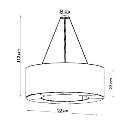 Lampadario su filo SATURNO 8xE27/60W/230V d. 90 cm bianco