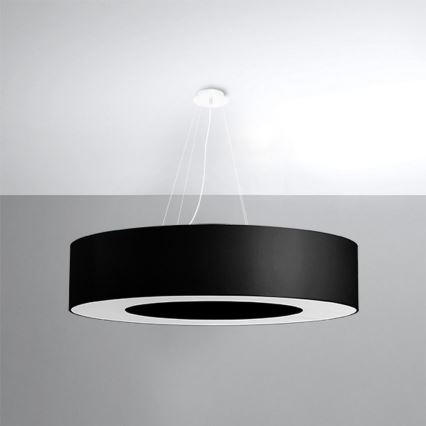 Lampadario su filo SATURNO 8xE27/60W/230V d. 90 cm nero