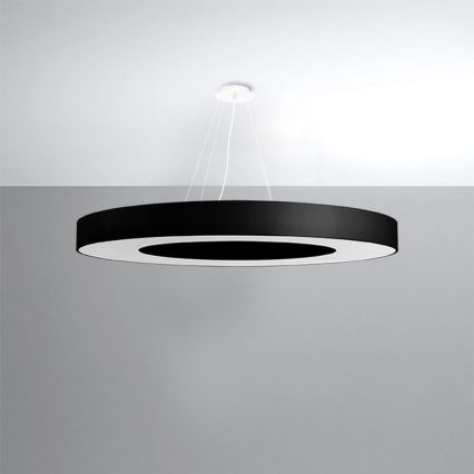 Lampadario su filo SATURNO SLIM 8xE27/60W/230V d. 90 cm nero