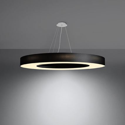 Lampadario su filo SATURNO SLIM 8xE27/60W/230V d. 90 cm nero