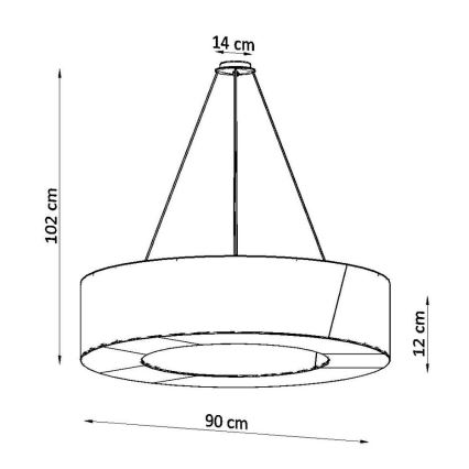 Lampadario su filo SATURNO SLIM 8xE27/60W/230V d. 90 cm nero