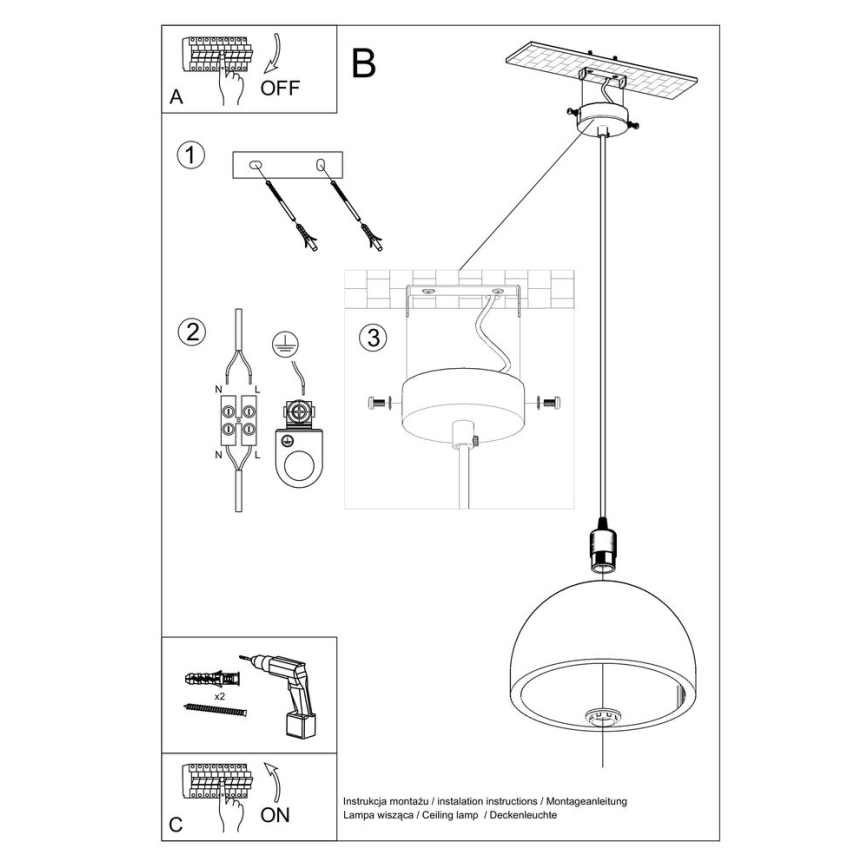 Lampadario su filo PABLITO 1xE27/60W/230V calcestruzzo