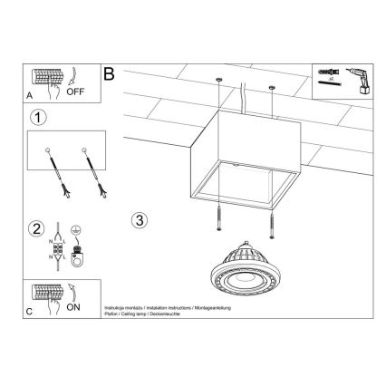 Plafoniera QUATRO AR111 1xGU10/40W/230V calcestruzzo