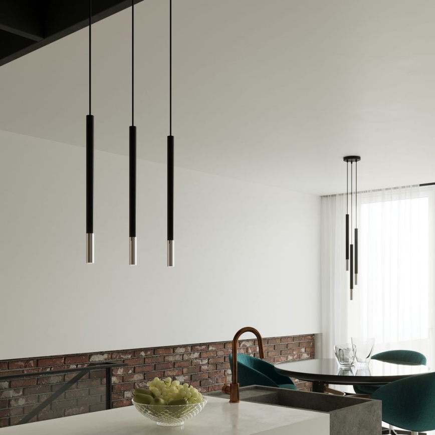 Lampadario a sospensione con filo MOSAIC 3xG9/12W/230V nero/cromo lucido