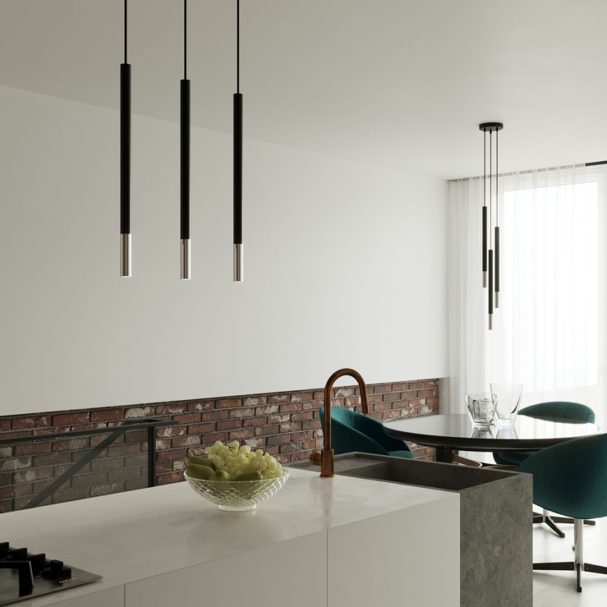 Lampadario a sospensione con filo MOSAIC 3xG9/12W/230V nero/cromo lucido
