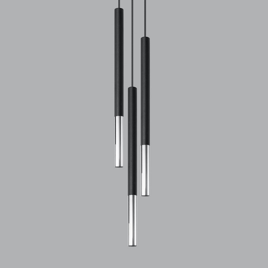 Lampadario a sospensione con filo MOSAIC 3xG9/12W/230V nero/cromo lucido