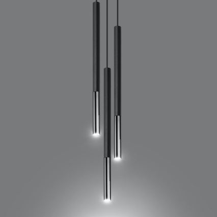 Lampadario a sospensione con filo MOSAIC 3xG9/12W/230V nero/cromo lucido