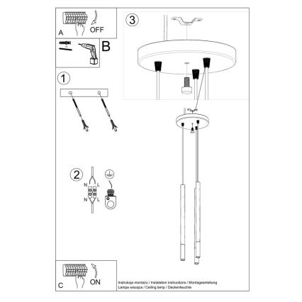 Lampadario a sospensione con filo MOSAIC 3xG9/12W/230V nero/cromo lucido