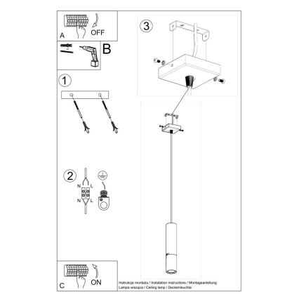 Lampadario a sospensione con filo LOOPEZ 1xGU10/10W/230V nero/cromo