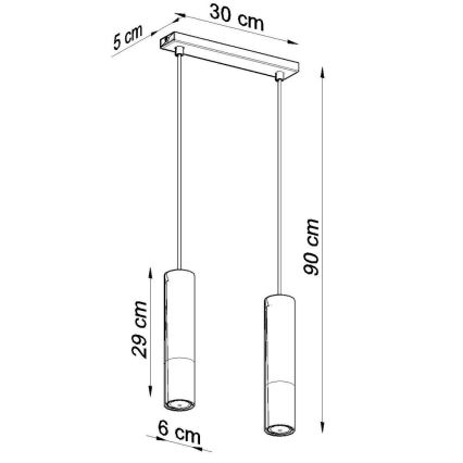 Lampadario su filo LOOPEZ 2xGU10/40W/230V nero/cromo