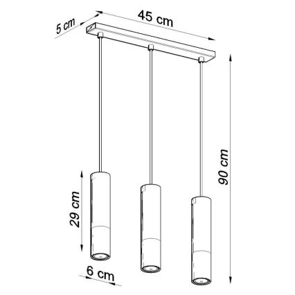 Lampadario a sospensione con filo LOOPEZ 3xGU10/10W/230V nero/cromo lucido