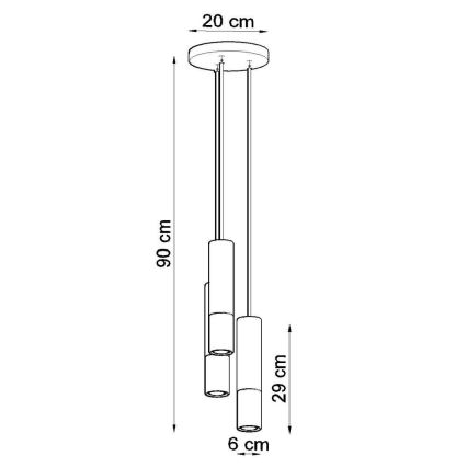 Lampadario a sospensione con filo LOOPEZ 3xGU10/10W/230V arrotondato nero/cromo lucido