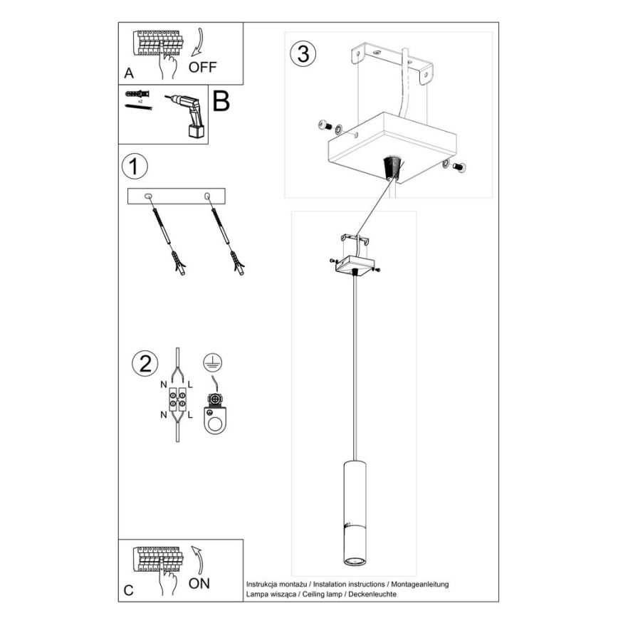Lampadario a sospensione con filo LOOPEZ 1xGU10/10W/230V nero/rame