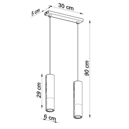 Lampadario a sospensione con filo LOOPEZ 2xGU10/10W/230V nero/rame