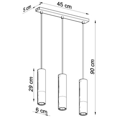 Lampadario a sospensione con filo LOOPEZ 3xGU10/10W/230V nero/rame