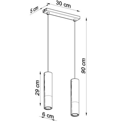 Lampadario su filo LOOPEZ 2xGU10/40W/230V nero/oro