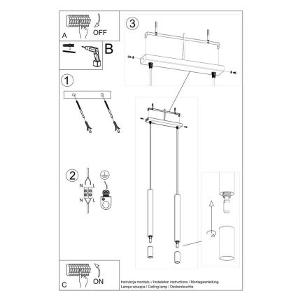 Lampadario su corda VIZIER 2xG9/40W/230V bianco