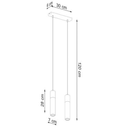 Lampadario a sospensione con filo ZANE 2xGU10/40W/230V calcestruzzo/Betulla/faggio