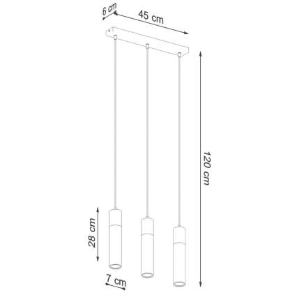 Lampadario a sospensione con filo ZANE 3xGU10/40W/230V calcestruzzo/Betulla/faggio