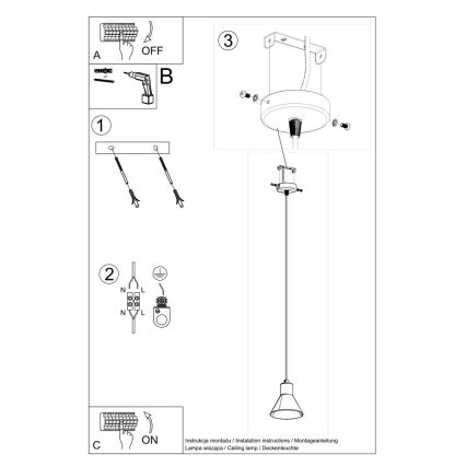 Lampadario su filo TALEJA 1xE27/60W/230V bianco