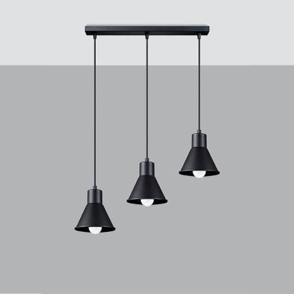 Lampadario su filo TALEJA 3xE27/60W/230V nero