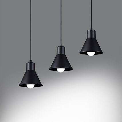 Lampadario su filo TALEJA 3xE27/60W/230V nero