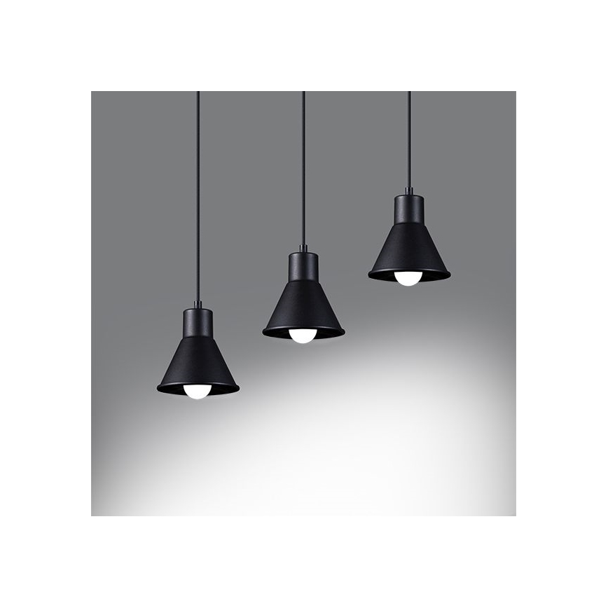Lampadario su filo TALEJA 3xE27/60W/230V nero