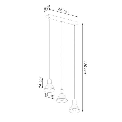 Lampadario su filo TALEJA 3xE27/60W/230V nero