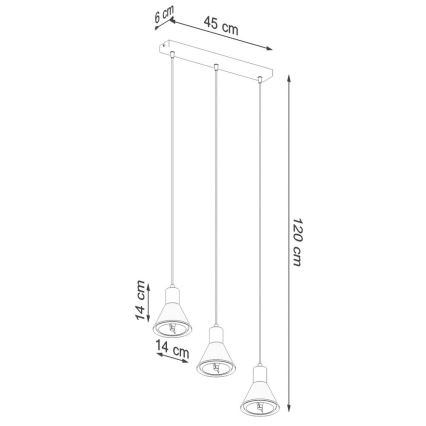 Lampadario su filo TAZILA 3xES111/60W/230V bianco