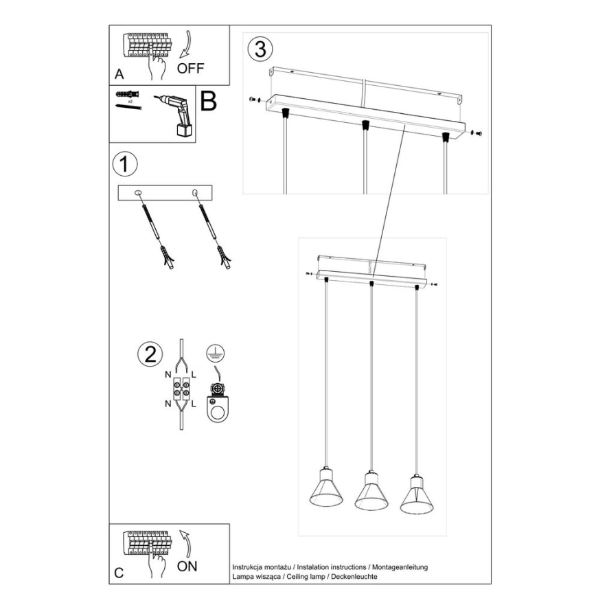 Lampadario su filo TAZILA 3xES111/60W/230V bianco