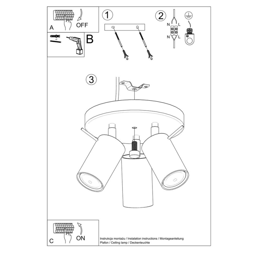 Faretto RING 3xGU10/10W/230V bianco