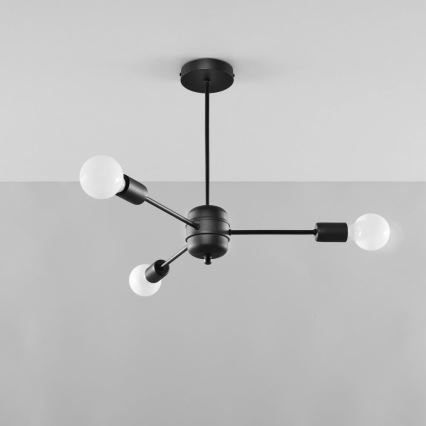 Lampadario su palo LANGO 3xE27/60W/230V nero