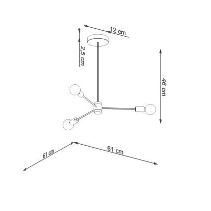 Lampadario su palo LANGO 3xE27/60W/230V nero