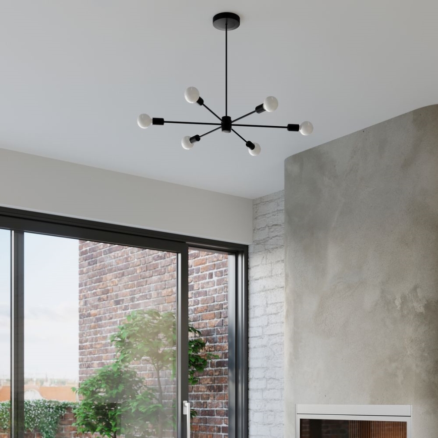 Lampadario su palo LANGO 5xE27/60W/230V nero
