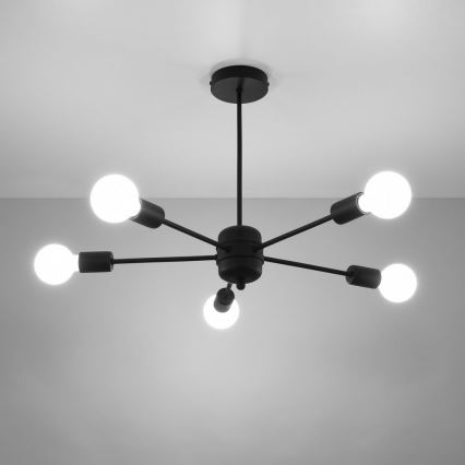 Lampadario su palo LANGO 5xE27/60W/230V nero