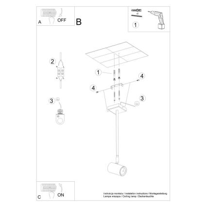 Lampadario su palo NORANO 1xGU10/40W/230V nero