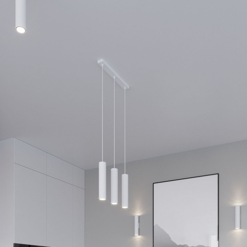 Lampadario a sospensione con filo LAGOS 3xGU10/10W/230V bianco