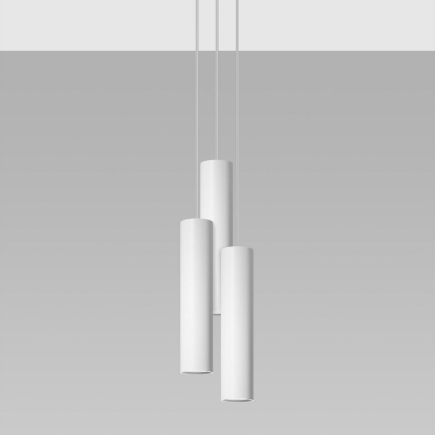 Lampadario a sospensione con filo LAGOS 3xGU10/10W/230V bianco