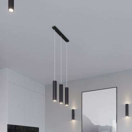 Lampadario a sospensione con filo LAGOS 3xGU10/10W/230V nero