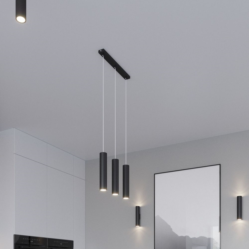 Lampadario a sospensione con filo LAGOS 3xGU10/10W/230V nero