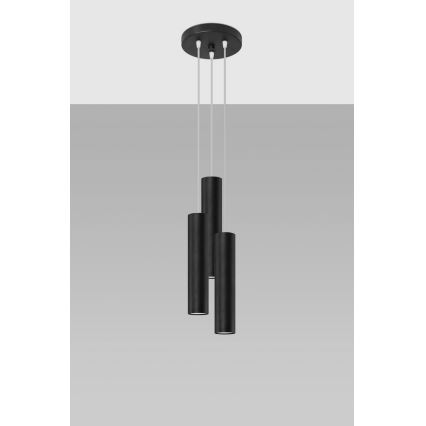 Lampadario a sospensione con filo LAGOS 3xGU10/10W/230V nero