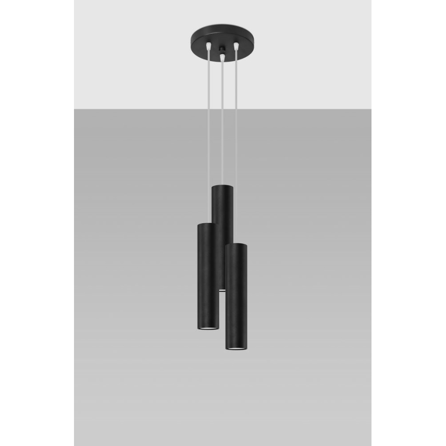 Lampadario a sospensione con filo LAGOS 3xGU10/10W/230V nero