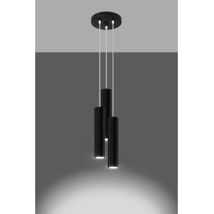 Lampadario a sospensione con filo LAGOS 3xGU10/10W/230V nero