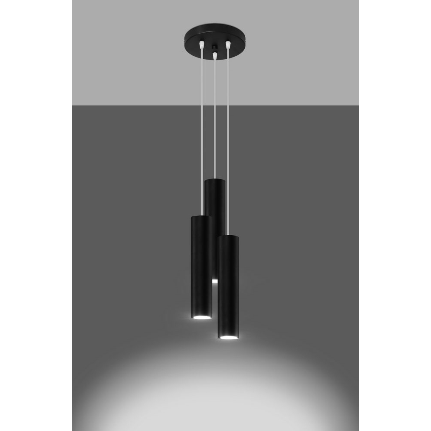 Lampadario a sospensione con filo LAGOS 3xGU10/10W/230V nero
