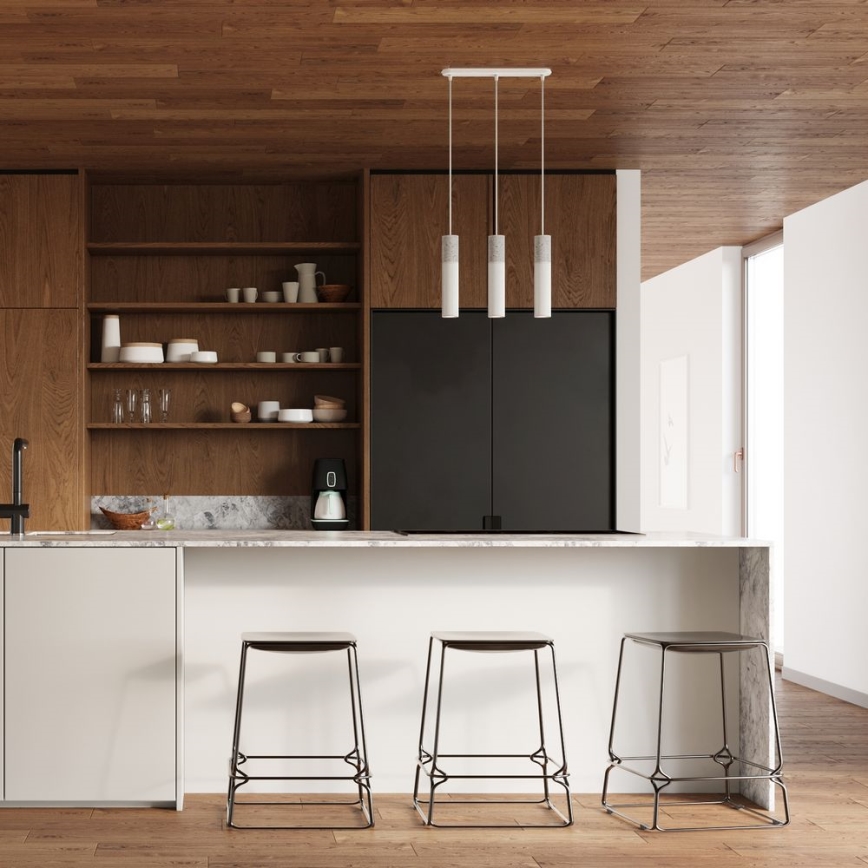 Lampadario su corda BORGIO 3xGU10/40W/230V cemento/metallo bianco