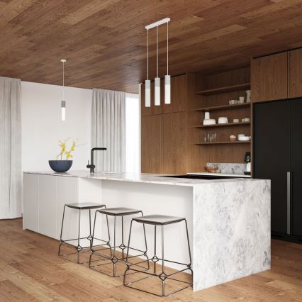 Lampadario su corda BORGIO 3xGU10/40W/230V cemento/metallo bianco