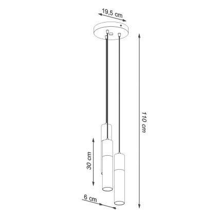 Lampadario su corda BORGIO 3xGU10/40W/230V cemento/metallo nero