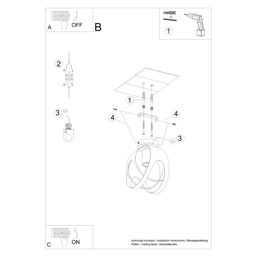 Lampadario a plafone TULOS 1xE27/60W/230V bianco