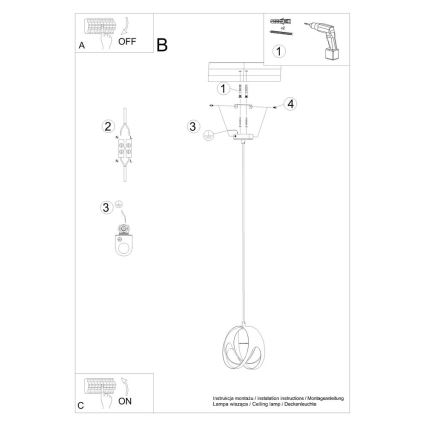 Lampadario su corda TULOS 1xE27/60W/230V bianco