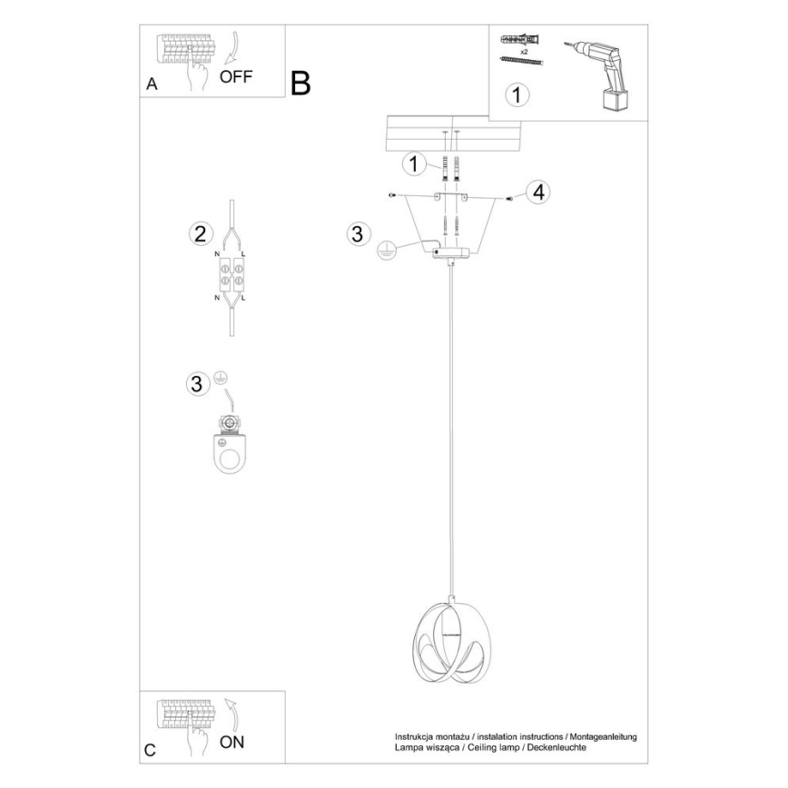 Lampadario su corda TULOS 1xE27/60W/230V bianco